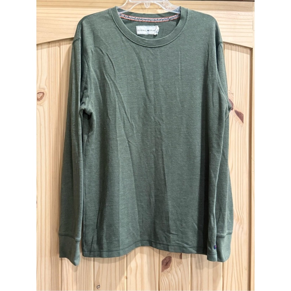 The Normal Brand Mens Olive Green Waffle Knit Long Sleeve Thermal Shirt Large